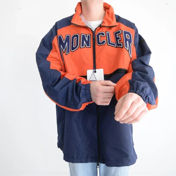 NWT Moncler Authentic Orange & Navy Copernicus Giubbotto TG  5 Raincoat Jacket - Picture 2 of 16